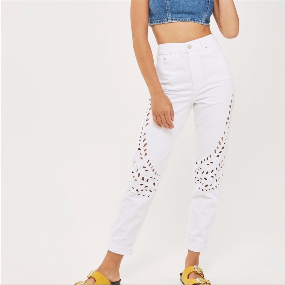 MOTO Topshop NWT cutout high waisted floral women’s white size 4 w26  l30